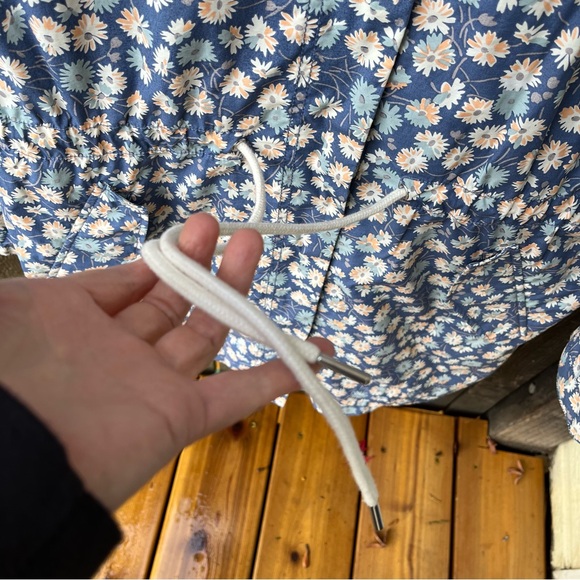 Madewell Ruffle-Neck Anorak Rain Jacket In French Floral Blue Moon Sz XS - Picture 7 of 15